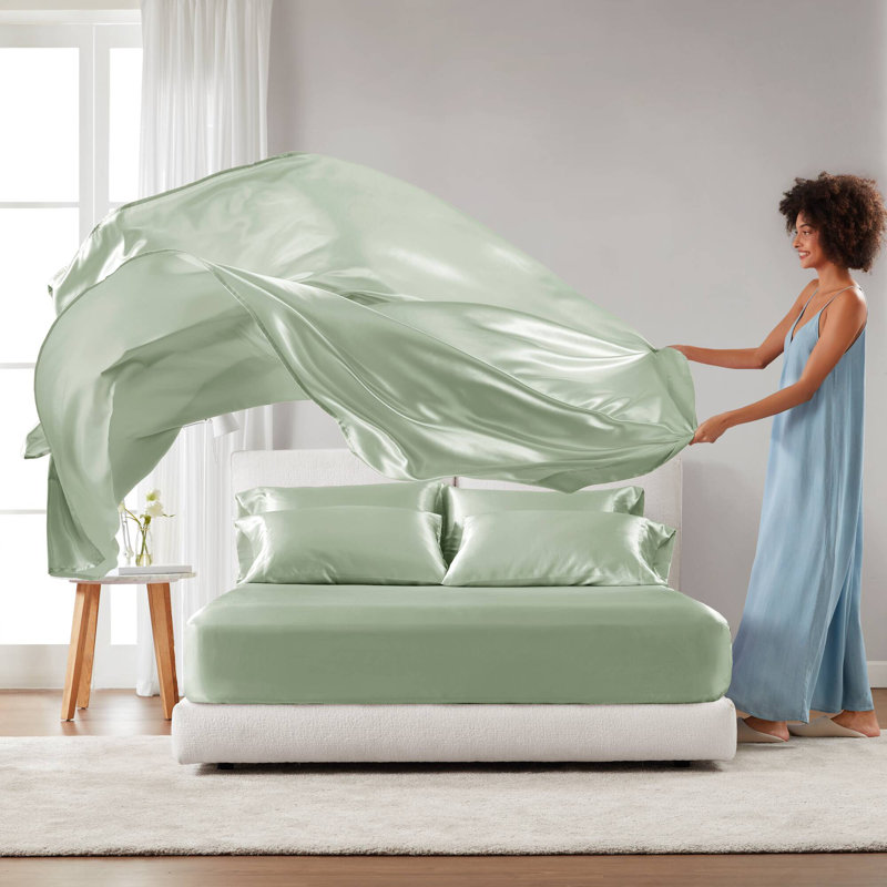 Satin Luxury Sheet Set, King Sheet Set, Sage