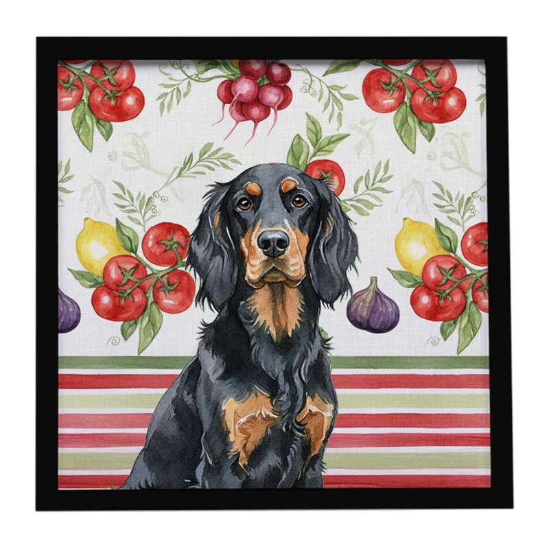 Gordon Setter Légumes, impression sur métal encadrée