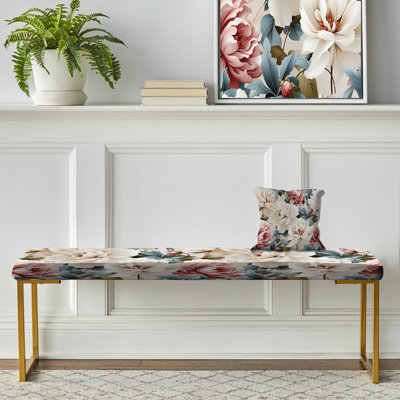 Banc de pivoines blanc antique et floral