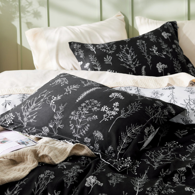 Ensemble de housse de couette réversible pour grand lit - housse de couette réversible avec fermeture à glissière, ensemble de literie à motif floral 3 pièces