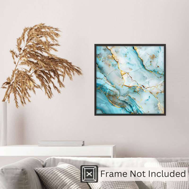 Abstrait, art abstrait en cristal bleu, marbre et géode moderne, H 14 po x l 14 po