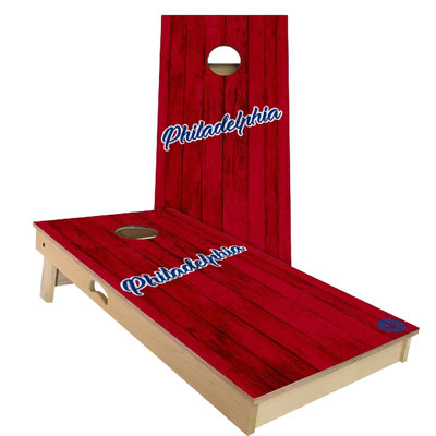 Philadelphia Vintage Baseball Cornhole Board Set | Includes (2) Boards, (8) Bags & Optional Accessories