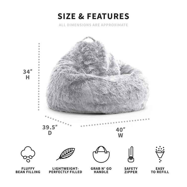 Comfort Research Big Joe Teardrop Large Faux Fur Bean Bag Chair & Reviews