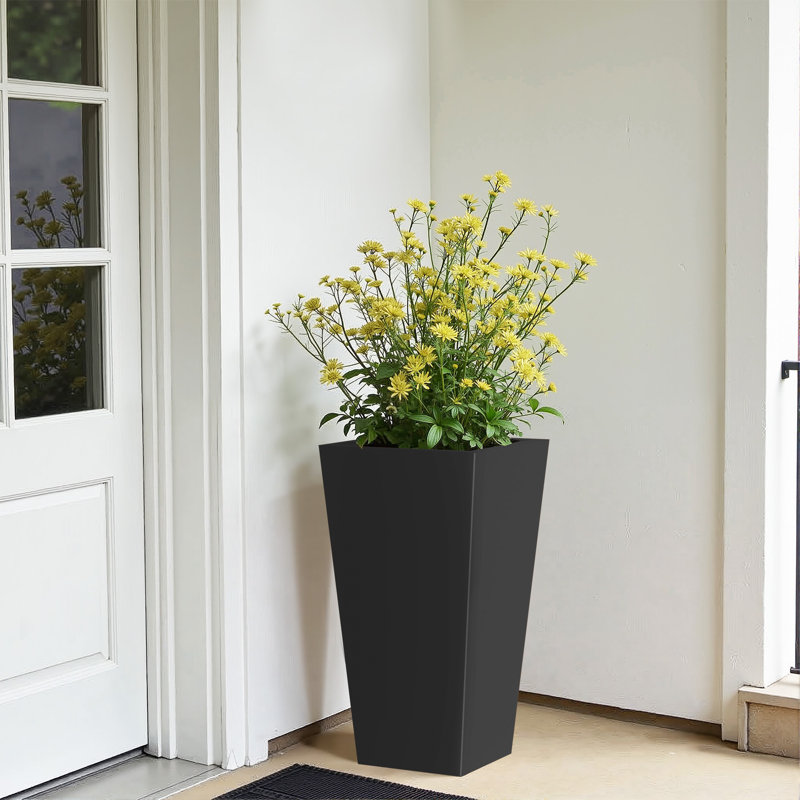 Jardinières rectangulaires en métal pour plantes d'extérieur, Noir