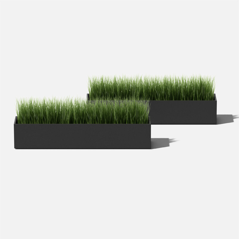 Boîte à fleurs en plastique Geo Series, Noir, H 3 po x l 16 po x P 3,5 po, Ensemble de 2