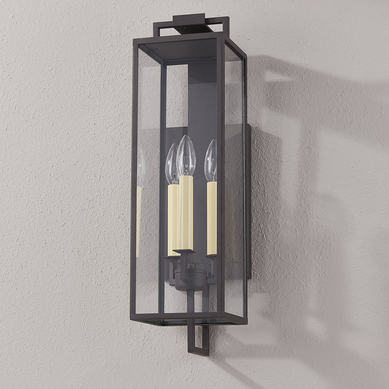 Beckham Textured Bronze 3-Light Wall Sconce with Clear Glass Shade