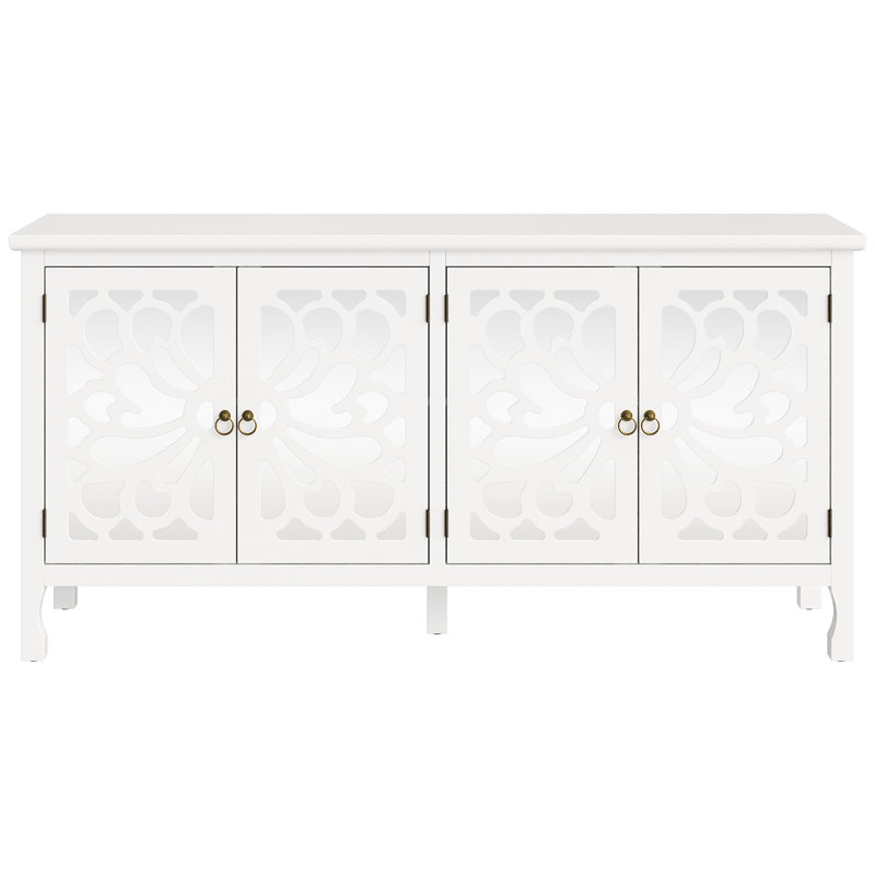 Buffet 63 "sculpté avec porte miroir, Blanc