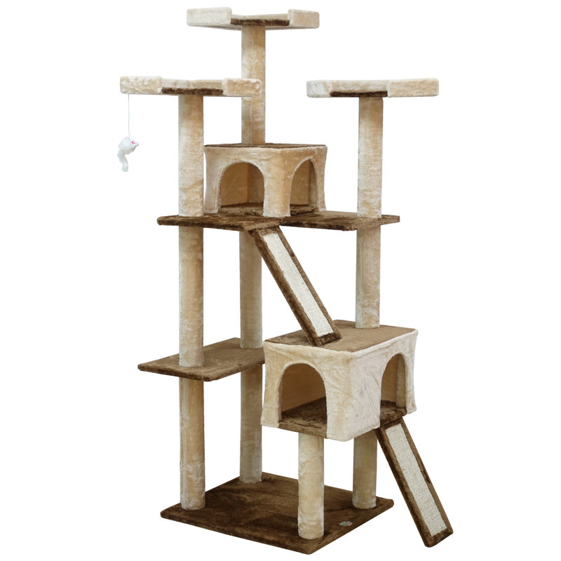 71.2'' H Cat Tree, Beige/Brown