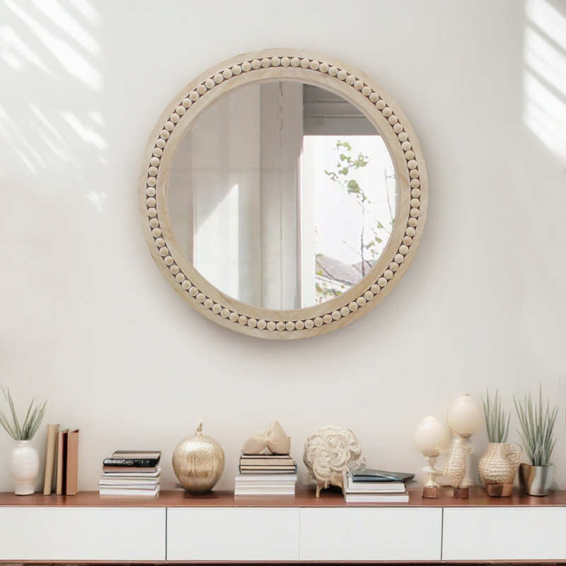 Miroir d'appoint Brendalyn, Bois naturel, 30 po x 30 po