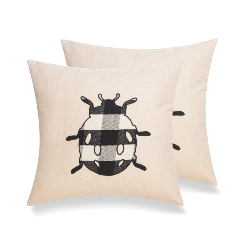  Patchwork Linen Throw Pillow, Polyester/Polyfill, Black/White