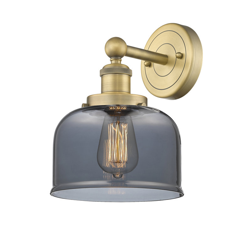 Cetronia Steel Armed Sconce, Brushed Brass, Plated Smoke