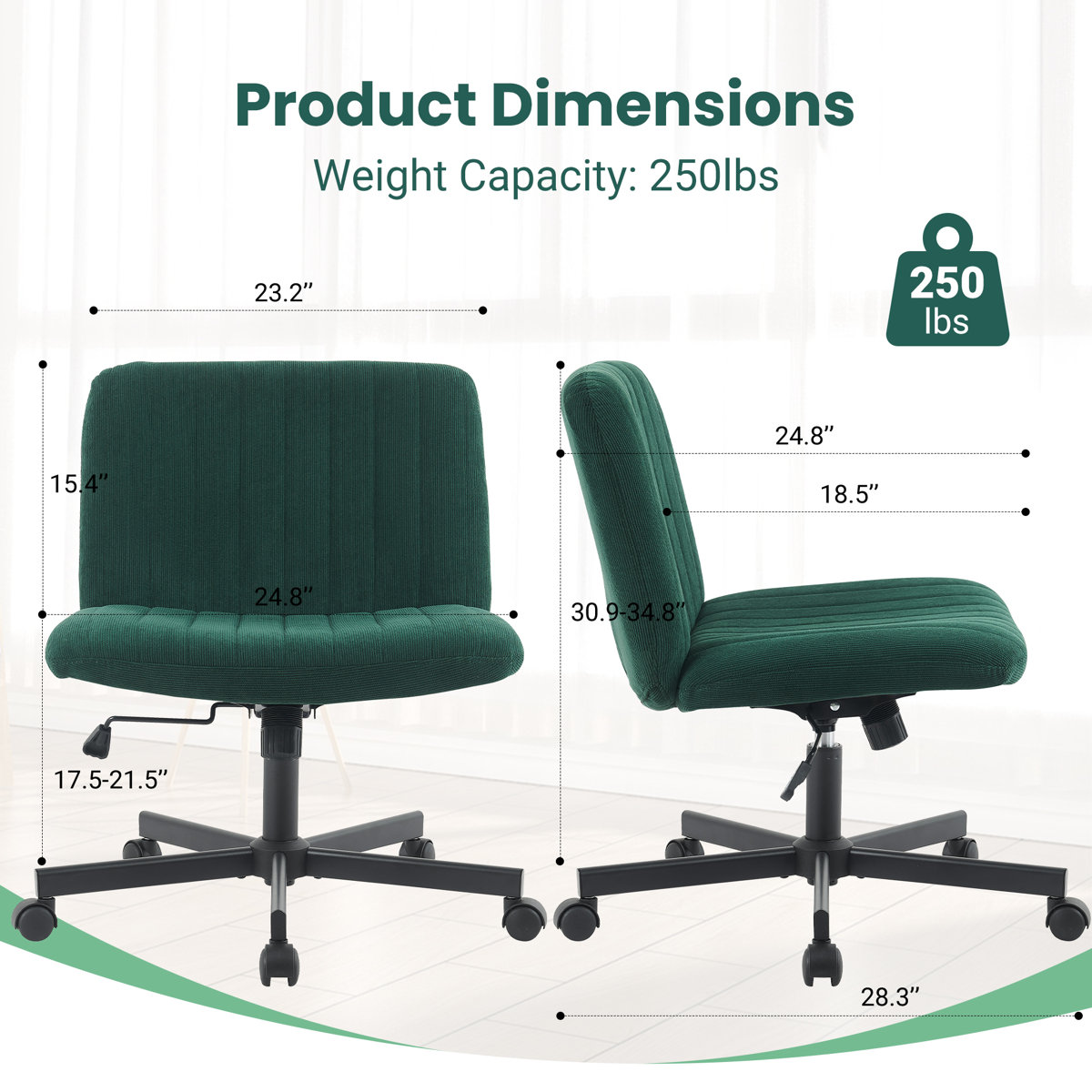 Ebern Designs Mihira Armless Task Office Chair With Wheels | Wayfair