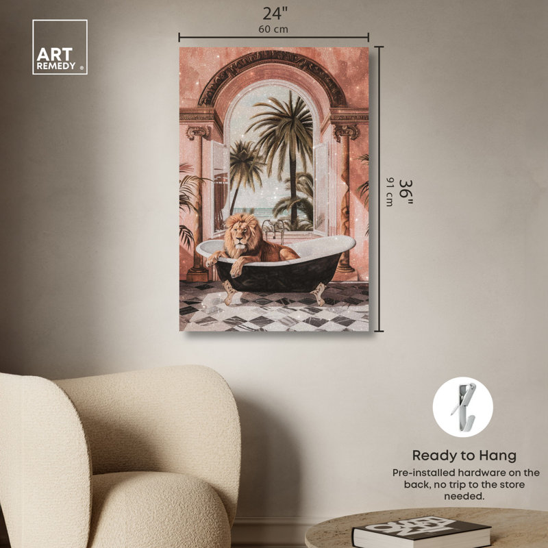 «Sleeping Lion Bath» par Art Remedy, Toile tendue, H 36 po x l 24 po
