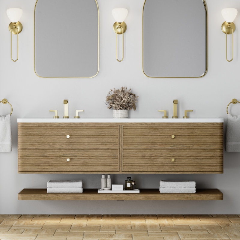 Allamari 72" W Double Vanity, White Zeus Silestone, 8" Widespread, Dune Mist