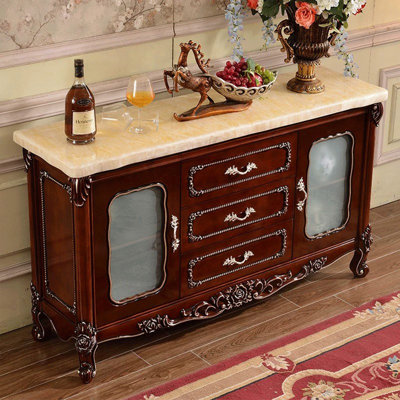 Buffet de table en bois fritté foncé noyer foncé