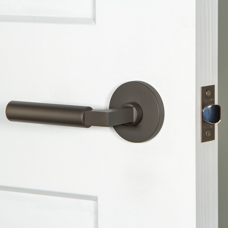 Viaggio Circolo Rosette Passage (Hall & Closet) with Contempo Lever, Left, Titanium Gray, 2.375"