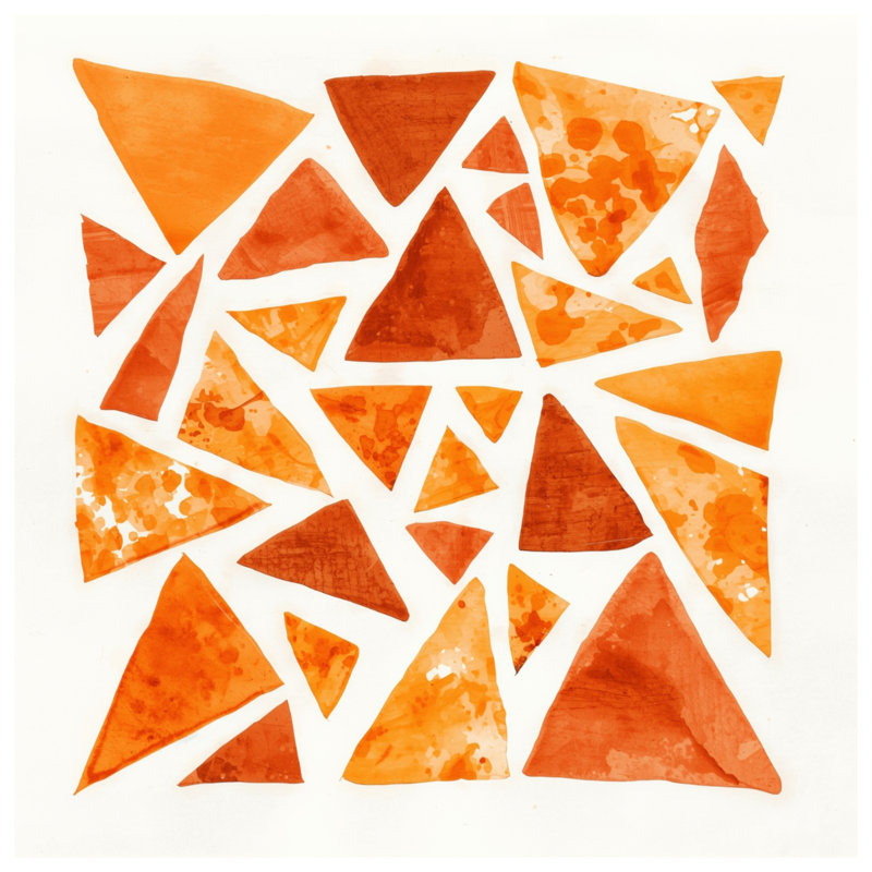 Édredon orange à formes triangulaires, Lit simple