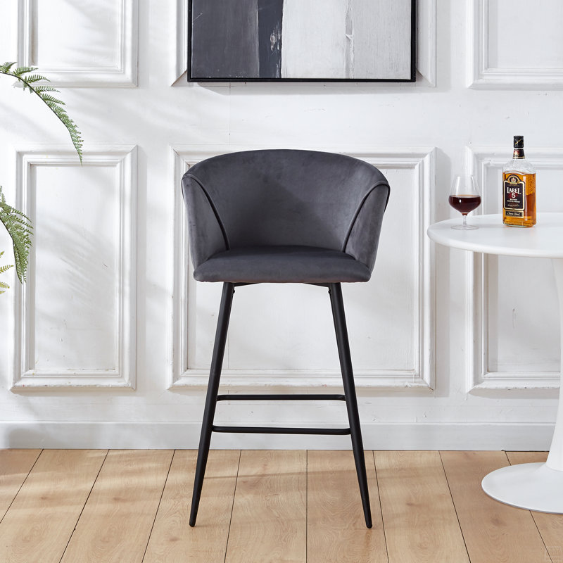 Tabouret de bar, ensemble de 2, tabouret de bar avec dossier en velours