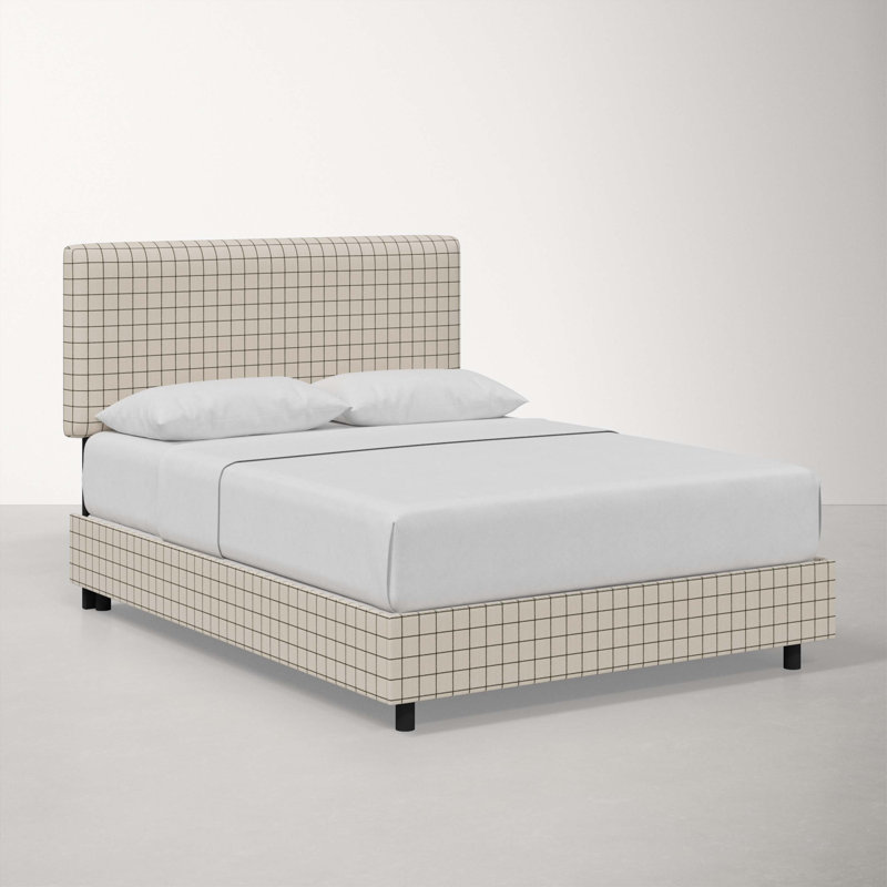 Eisley Upholstered Standard Bed, Full, Line Tattersall Green