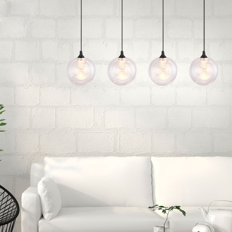 Luminaire suspendu linéaire à 4 lumières pour îlot de cuisine Riverdale, Noir mat