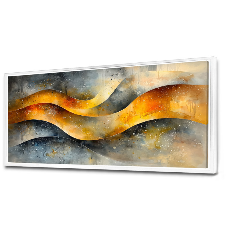 «Structured Waves Chaos In Motion II», art mural géométrique abstrait, H 28 po x l 60 po, Impression encadrée flottante
