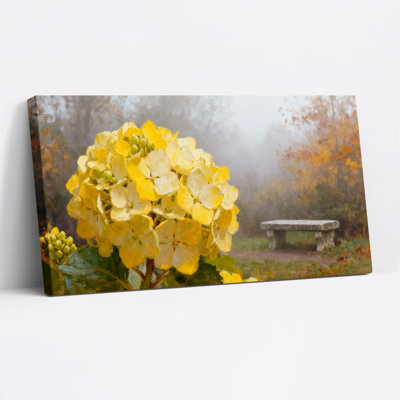 «Hydrangea Floral Garden Scene», ensemble de 1 reproduction d'art sur toile tendue sur toile