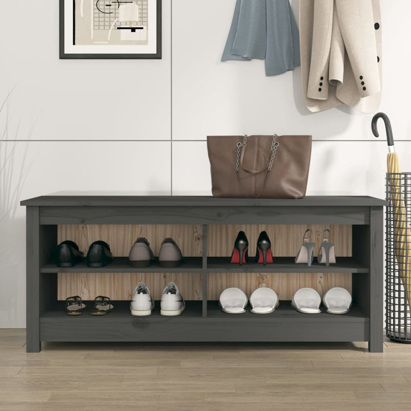 Solid Wood Storage Bench, Grey