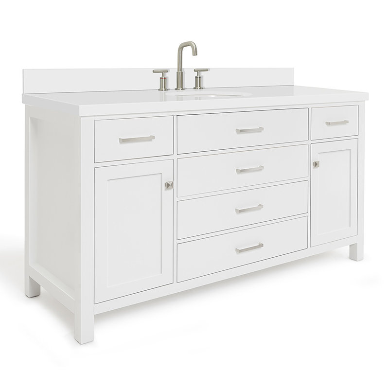 Macnair 61'' Single Bathroom Vanity with White Quartz Top, White