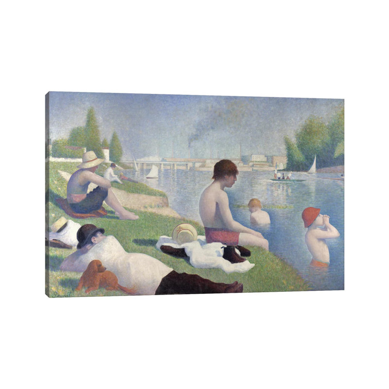 Bathers at Asnières, 1884 by Georges Seurat - 1 Piece Wrapped Canvas Wall Art, 20.32 cm H x 30.48 cm W