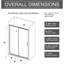 Porte de douche coulissante simple, l 48 po x H 72 po, verre trempé transparent de 1/5 po d'épaisseur, finition, fabrication, seuil de fond imperméable H réglable, surface facile à nettoyer, roulettes