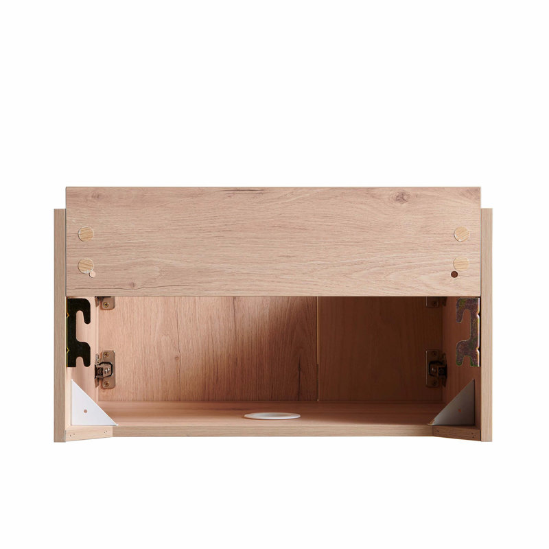 Armoire de rangement en contreplaqué adoptant une structure pratique à double porte pour l'espace de salle de bain, White Oak