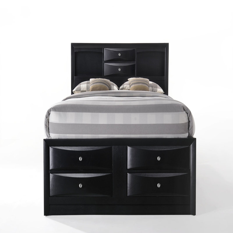 Lit double avec rangement Ireland, Noir