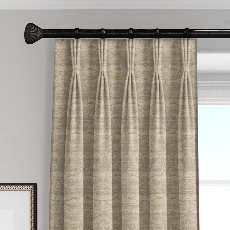 Montgomery Solid Room Darkening Pinch Pleat Single Curtain Panel, Buff, 40" W x 96" L