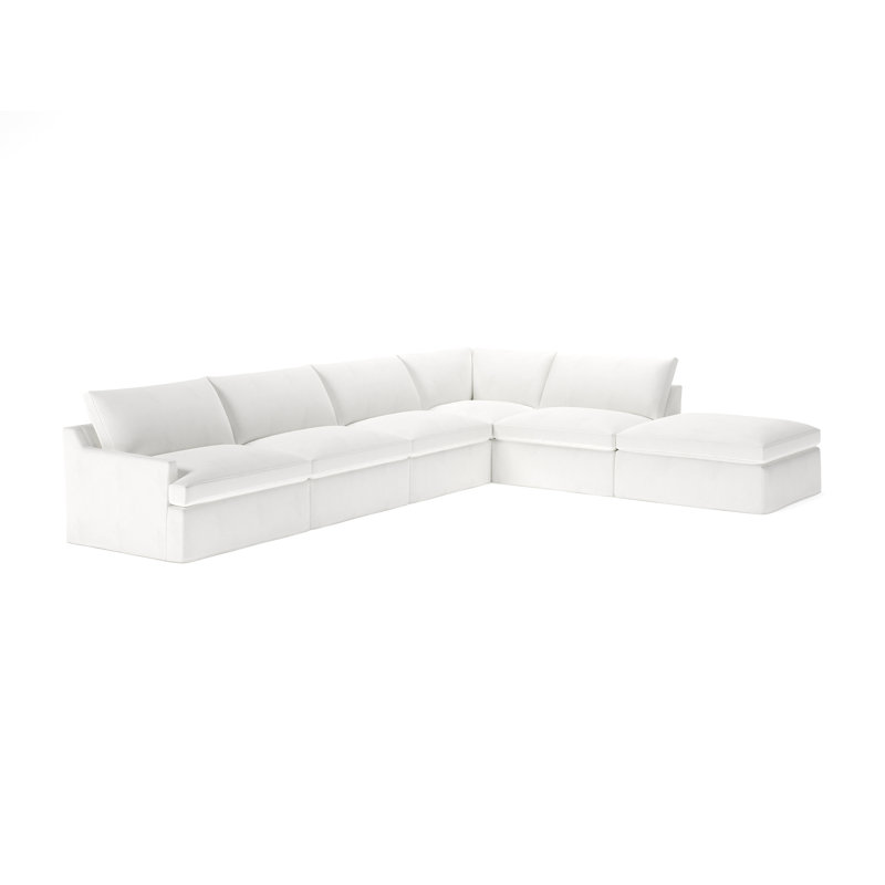 Wrenley 6-Piece Modular Sectional, Classic Bleach White Twill, Right Hand Facing