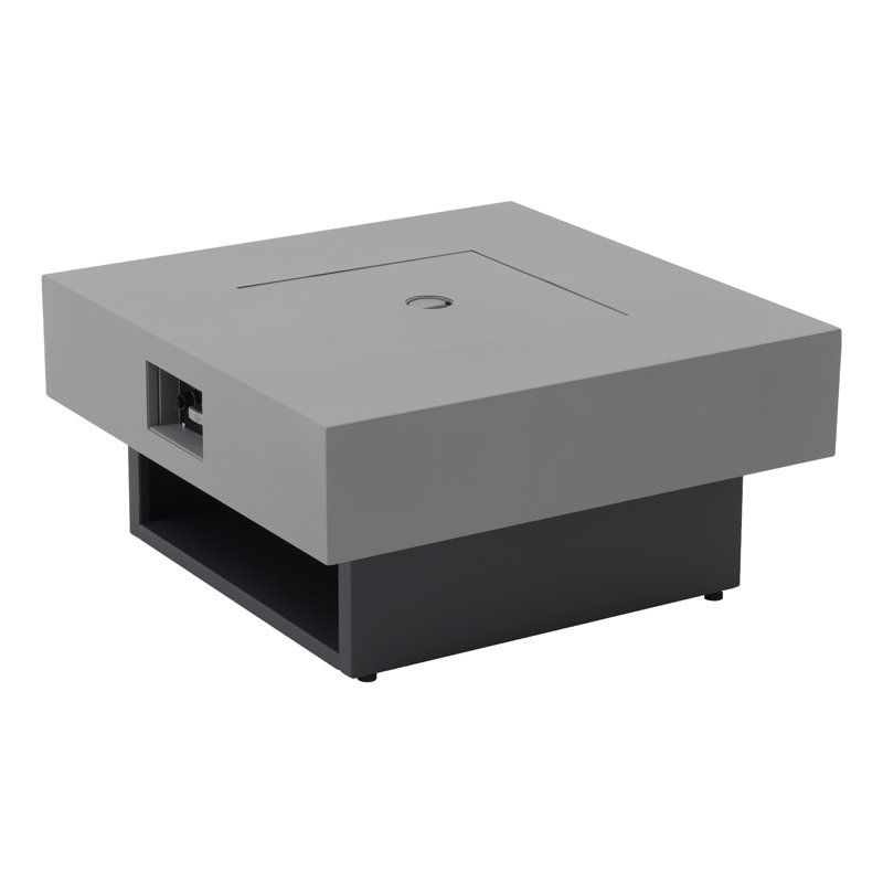 Outdoor Square Steel Fire Pit Table, Gray