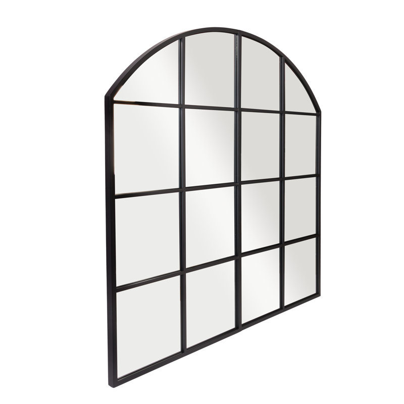 Eleanor Oversized Black Metal Arched Window Pane Wall Mirror