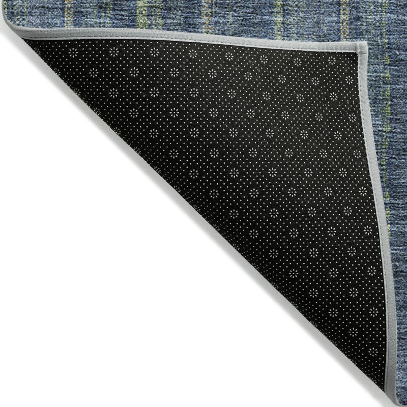 Tapis extérieur lavable rayé bleu 10 pi x 14 pi bleu et vert menthe