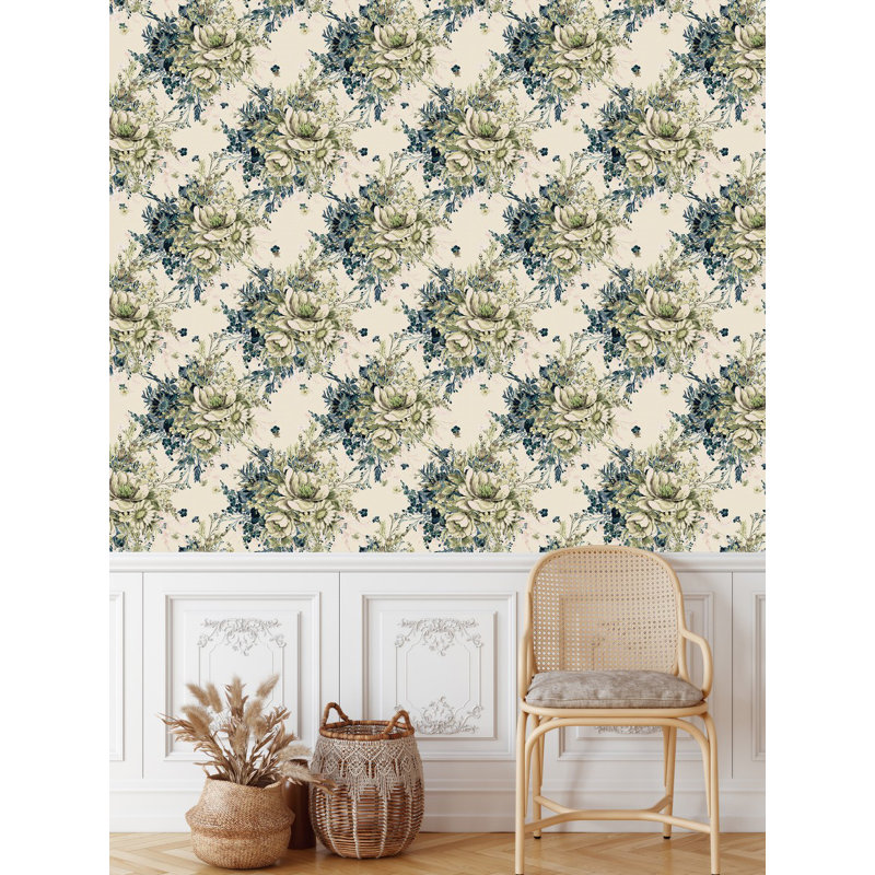 Panneau de papier peint adhésif floral Bouquet floral L 18,75 pi x l 25 po