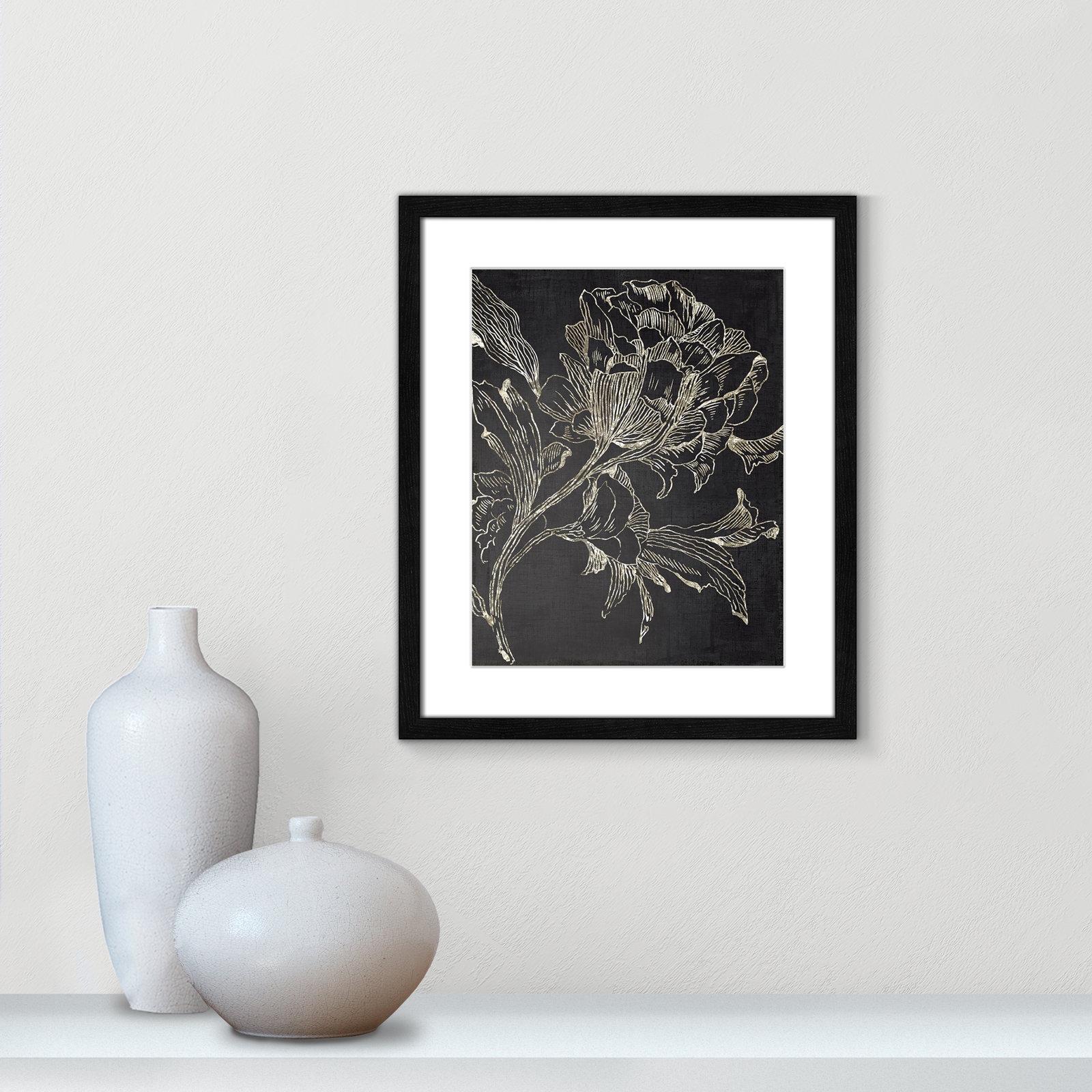 Clarendon "Golden Flower Folklore I" Print, 19" H x 16" W, Black Framed