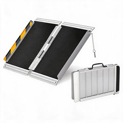 Rampe portative en aluminium pour fauteuil roulant - Rampe pliante avec surface antidérapante, seuil pour les marches à domicile, scooter pour voiture, portes, bordures et escaliers, capacité de 600 lb
