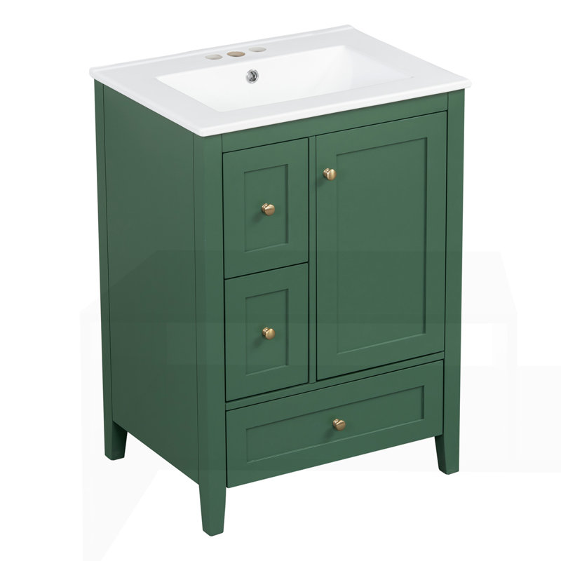 Meuble-lavabo 24 po avec rangement, Vert foncé