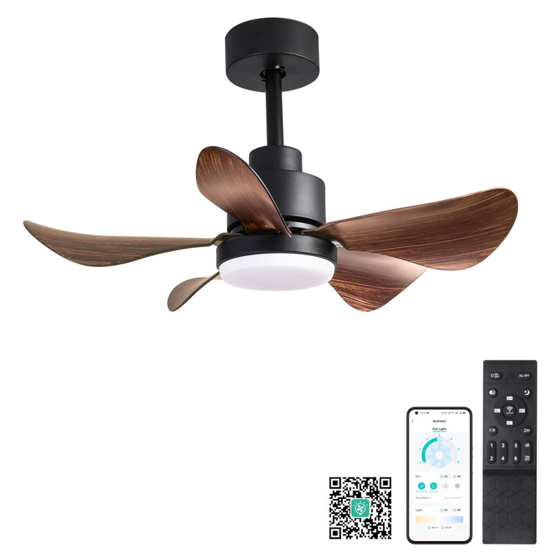 28' Ceiling Fans With Lights And Remote/APP Control, Low Profile Ceiling Fans With 5 Reversible Blades 3 Colors Dimmable 6 Speeds Ceiling Fan For Bedroom Kitchen