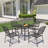 Takeyshia 5-Piece Patio Steel Mesh Outdoor Dining Set in Black（Limited Time Free Umbrella）