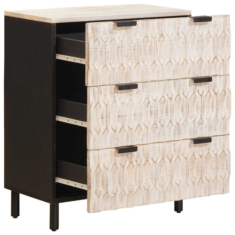 Solid Wood Rectangle Accent Cabinet, White Wash