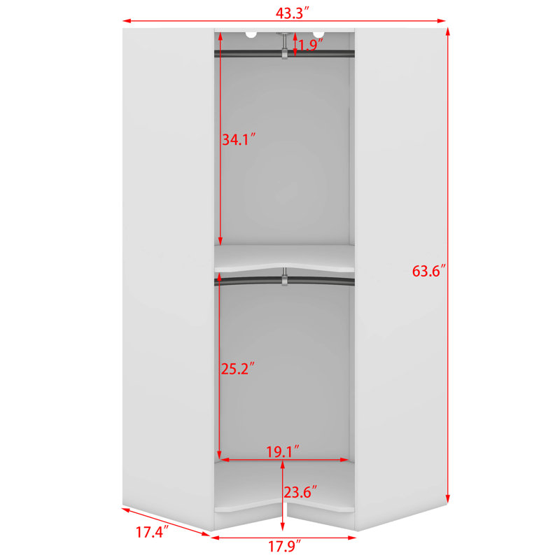 Mohegan Polygon Corner Wardrobe, White