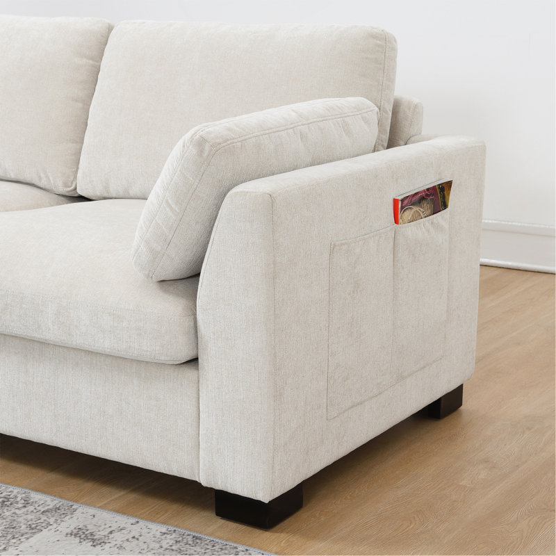 [VIDEO]130" Modular Sectional Sofa, Beige