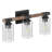 3-Light Bulbs Elegant Wood-Grain Style Bubble Glass Vanity Light