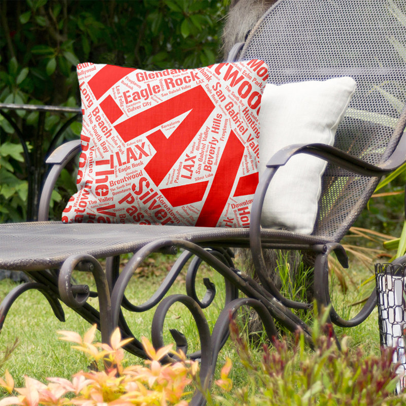 Coussin intérieur/extérieur los angeles, H 16 po x l 16 po, Rouge, Non