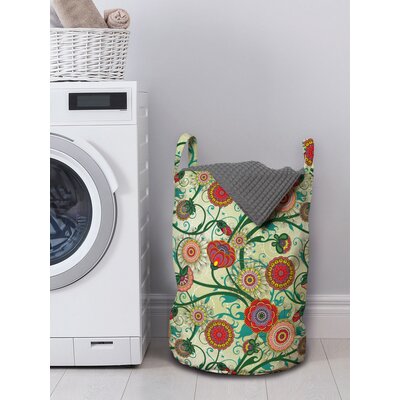 Ambesonne Floral Laundry Bag, Oriental Inspirations Vintage Flower Arrangement Colorful Pattern Nature Inspiration, Hamper Basket With Handles Drawstr -  East Urban Home, CCD6FB861CA14CD1B04847DC87EF11B7