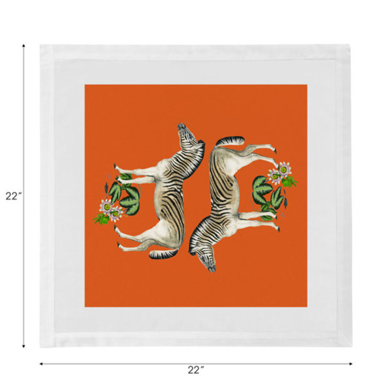 Zebra Seeing Double Cotton Sateen Dinner Napkins, Orange